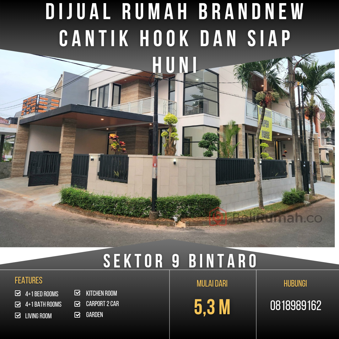 Dijual Rumah Brandnew Cantik Hook Dan Siap Huni Di Sektor 9 Bintaro - BeliRumah